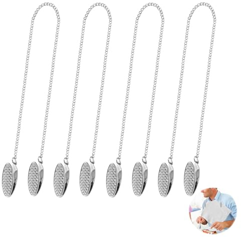 4 Pezzi Fermaglio per Tovaglioli e Catene in Acciaio Inox, Catena Porta Tovaglioli, Clip di Tovaglioli, Catena per Tovaglioli, Porta Tovaglioli Catena di Fermagli per Anziani Adulti Bambini