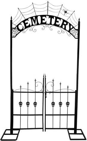 P'TIT Clown - Arche Métal Entrée de Cimetière - Idéal Décoration Halloween Extérieure - Déco Halloween Effrayante Jardin - Structure Solide pour Scène Horreur - 270 cm