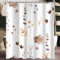 Lerores Duschvorhang 180x160 cm Braun Blume,Beschwerter Saum Antischimmel,Wasserabweisend, Waschbar Polyester Badevorhänge mit 12 Ösen und Duschvorhangringe für Badezimmer,Badewanne