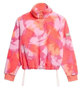 Superdry Damen Superweicher Bedruckter Teddy-Fleece Brush Camo Coral 36