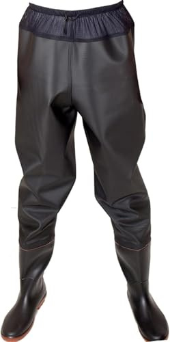 DgtZyrih Waders Épaissir Pantalons de pêche Wading PVC/Nylon Taille Haute Bottes de Chasse Chaussures de Pluie en Caoutchouc imperméables antidérapantes pour Hommes et Femmes Taille 36-47,Noir,43