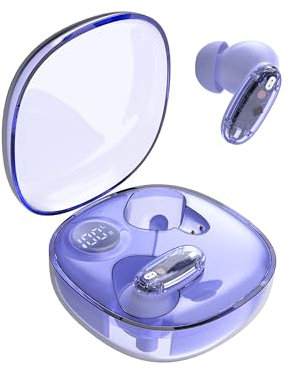 Mars Gaming MHIB2, Écouteurs Bluetooth 5.4, Son Immersif, Design Ergonomique Semi-Transparent et Ultra-Compact, 24 Heures d'Autonomie, Écouteurs sans Fil avec Boîtier et Indicateur LED, Violet