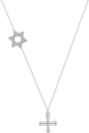 Collar de David de la Estrella para Hombres y Mujeres, Colgante de Jesús, Plata de Ley, hexágono judío con Cruz, joyería Religiosa