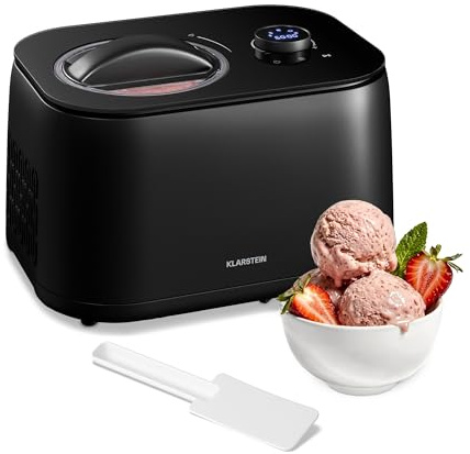 Klarstein FrostFusion Gelatiera Autorefrigerante - 3-in-1 Macchina Gelato, Granite & Yogurt, 1L, Compressore, Touch & Manopola, Acciaio Inox, Display LED, Facile da Pulire