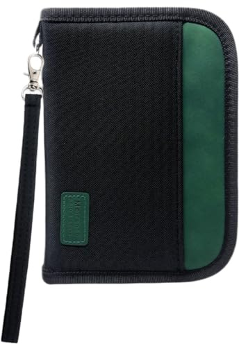 Passport Holder Travel Wallet, For 2 Passports, Small Passport Bag, Double, Dual, A5, Document, Case, Purse, RFID Blocking, Holiday, Waterproof Organisers, Travel Accessories, Black Green, UK GRN