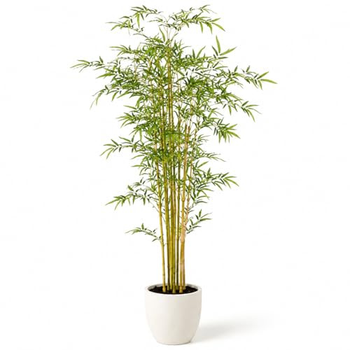 edihome, Planta Artificial Grande, Bambú Artificial 150 cm, Decorativas, Árbol, Decoración Hogar, para Interior, Oficina, Hoteles, Eventos – Planta Realista con Cañas Naturales y Verde (Bamboo, 150)