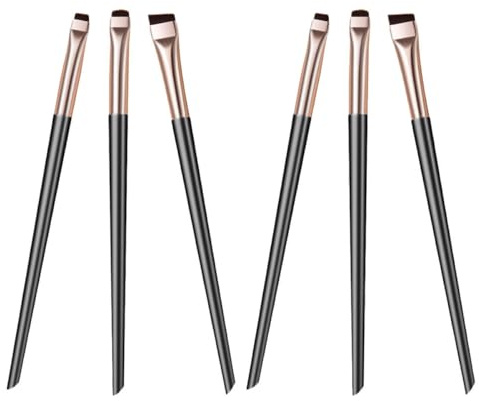 Ciieeo Set de 6 Pinceles Delineadores de Ojos Negro Dorado, Pincel de Precisión para Maquillaje de Ojos, Pinceles de Maquillaje para Mujer, Juego Compacto para Delinear y Difuminar,