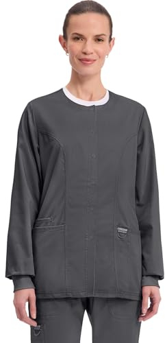 Cherokee Women's Snap Front Warm-up Jacket, Pewter, Medium