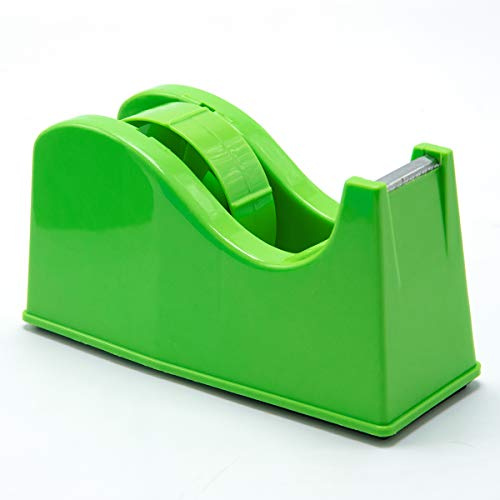Desktop Tape Dispenser Adhesive Roll Holder (Fits 1 & 3 Core) with Weighted Nonskid Base (1Pack-Green)