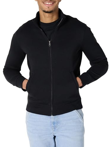 Amazon Essentials Sudadera de Forro Polar con Cremallera y Cuello Semicisne, Corte Estándar y Peso Medio Hombre, Negro, M