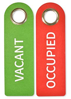 2 panneaux de porte Libre/Occupé VACANT/OCCUPIED - chacun 27 x 8,5 x 0,5 cm - Anneau de protection en métal implémenté pour la durabilité - Feutre de polyester résistant à l'eau - SynMe Germany