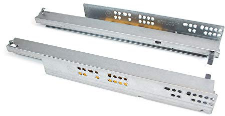 Emuca Set of Concealed Drawer Runners, 350 mm, Total Extraction, Push System, Zinc Plated