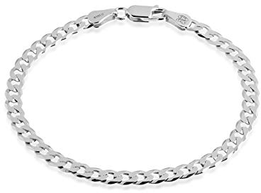 QUADRI - Elegante Armband Herren Silber aus diamantbesetzter Panzerkette (Cuban) - Armbänder für Herren Damen aus 925er Echtsilber - Breite 5mm - Länge 19 cm - Zertifikat Made in Italy