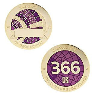 Challenges Geocoin and Tag Set - 366 Days of Geocaching 366 Tage