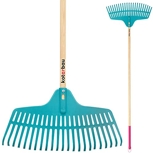 KOTARBAU® Râteau Robuste 151 cm 23 Dents avec Manche Râteau à Feuilles rateau Jardin ramasse Feuilles mortes rateau a Feuille en Plastique Orange Balai Gazon rateau Feuilles Cailloux râteaux