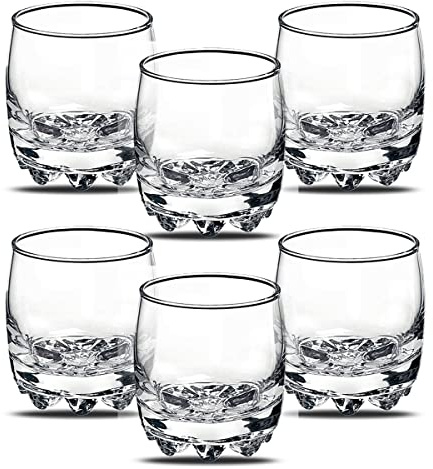 JUANIO Juego de 6 Vasos de licor, Copas de tallo, Copas de degustación, capacidad 19.5 cl - Diámetro 7.5 cm