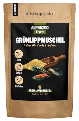 alphazoo Conchiglia verde cane, gatto e cavia UVM. I Conchiglia verde neozelandese 250 g I Polvere articolare naturale in qualità grassa
