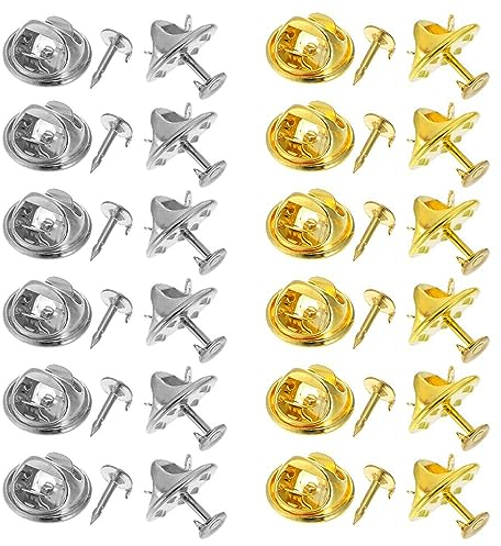Verschlussstifte,100 Paar Sicherungsstift Schmetterling Pin Clutch Verschlüsse Butterfly Clips Pin Anstecker Pin Backs,für DIY, Krawatten, Jacken, Hüte, Taschen(Silber + Gold)
