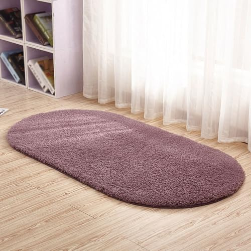 Treer Tappeto Ovale Salotto Moderno Pelo Corto Vello Berbero Lavabile Morbido Tappeti per Interni Morbidi Tappeti, per Soggiorno Divano Camera da Letto Home Decor (60x90cm,Grigio Viola)