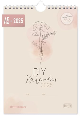 Häfft® Bastelkalender 2025 A5 + Dainty Flower Fotokalender, DIY-Kalender, Kreativ-Kalender, Geburtstags-Kalender zum Selbstgestalten - nachhaltig & klimafreundlich