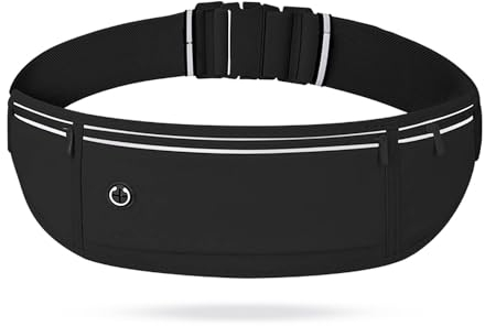 Lrikas Laufgürtel für Handy, Wasserdicht Lauftasche für Damen und Herren, Läufer-Hüfttasche mit 3 Taschen, Nicht Verschieben Handytasche Joggen zum Radfahren, Fitness, Spazierengehen (Schwarz)