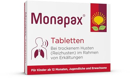 Monapax 100 Tabletten | Arzneimittel | Hustenstiller bei trockenem Husten (Reizhusten) im Rahmen von Erkältungen | rein natürliche Wirkstoffe