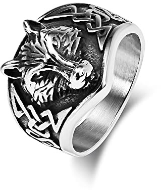 Punk varg rostfritt stål band ring för män kvinnor keltiska knut vintage retro uttalande knuckle middle ringar komfort passar gotisk personlig gåva för alla hjärtans dag födelsedag