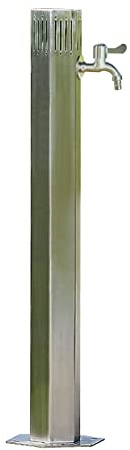 CCKUYT Fontaine de Jardin autoportante en Acier Inoxydable, Colonne d'eau Verticale en Acier Inoxydable avec 2 robinets, pour l'extérieur