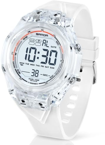 TICKEEN Orologio da Uomo Orologio Digitale Sportivo Orologi Militari Impermeabili con Allarme/Conto Alla Rovescia/Cronometro/Luce/Segnale Orario/Orologio da Polso Militare Multifunzionale (Bianco)