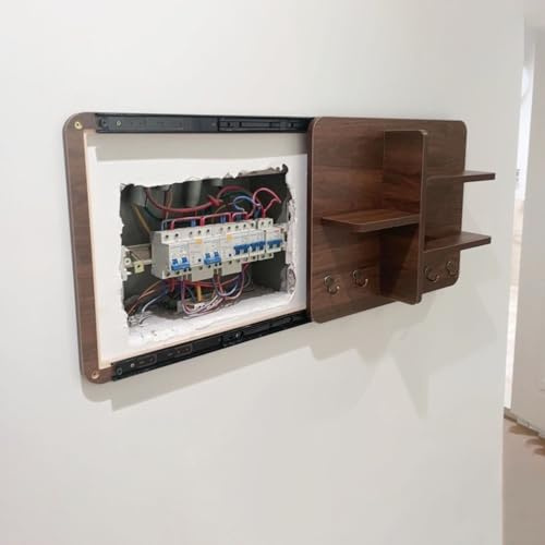 Vibeo Copri Quadro Elettrico Coperchio Decorativo Scorrevole per Scatola Contatori con Ripiano, Coperchio in Legno per Scatola Fusibili, Piastra di Copertura per Interruttore(Style B,16x12in/40x30cm)