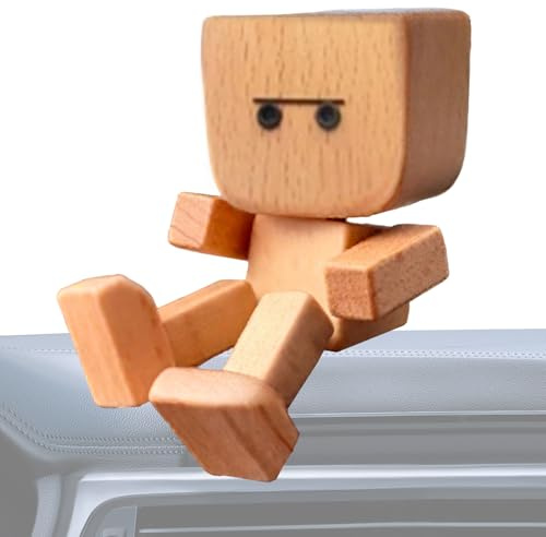 Generico Figura de Hombre De Madera Oscilante | Figura Tallada Hecho A Mano Ornamento Para Coche Vehículo - Decoración Interior Coche Regalo Cumpleaños Para Mujeres, Hombres Niñas