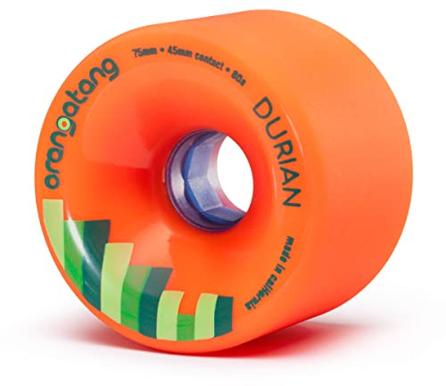 Orangatang Durian 75 mm 80a Freeride Longboard Skateboard Wheels (Orange, Set of 4)