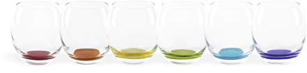 Excelsa Granada Set 6 Bicchieri, Vetro, Fondo Colorato, Capacità 405 Millilitri