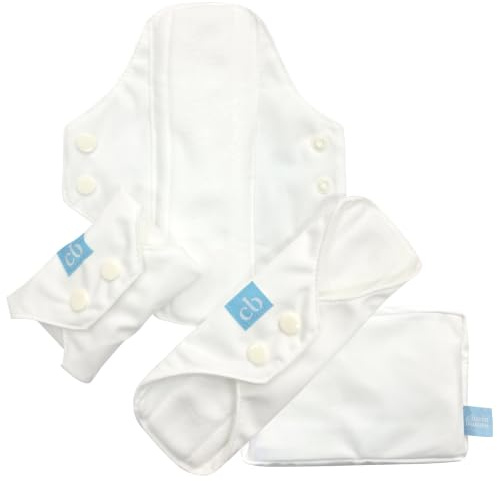 Compresas Femeninas Reutilizables Súper+, Absorción Nocturna - Blanco | Paquete de 3 | Certificado OEKO-TEX Standard 100 | Lavable y Reutilizable | Suave y Cómodo