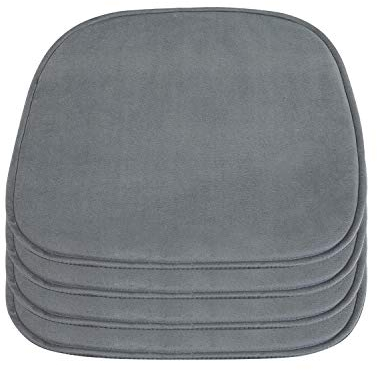 DORAFAIR 4-Pcs Stuhlkissen Samt Eckig Sitzkissen Sitzauflage Gepolstert für Stühle in Haus und Garten, 39 x 38 x 1.7 cm, Grau