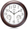 Lafocuse 30cm Orologio da Parete Impermeabile Esterni con Termometro e Igrometro, Retro Orologio Rustico Mogano Silenzioso, Shabby Chic Vintage Decorativo per Esterno, Giardino, Balcone, Bagno