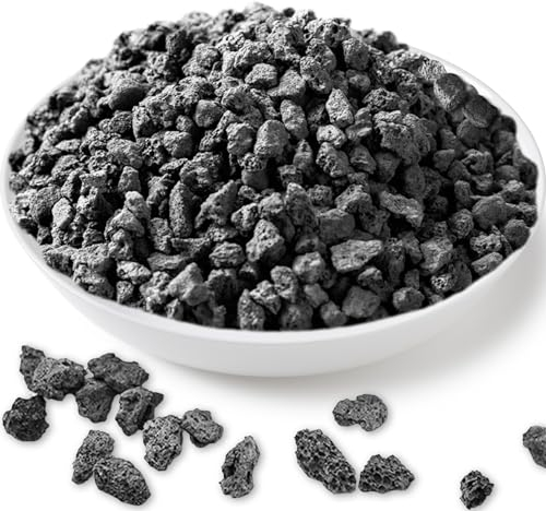 Black Horticultural Lava Rock for Plants, Natural Volcanic Stone Succulent Cactus Bonsai Potting Decorative Soil, Cover Plant Drainage Gravel Terrarium Indoor Outdoor Gardening Top Dressing, 2lb