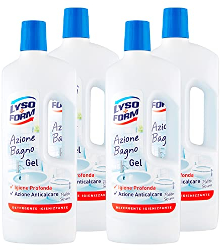 4x Lysoform Azione Bagno Gel Detergente Igienizzante Anticalcare - 4 Flaconi da 750 ml ognuno