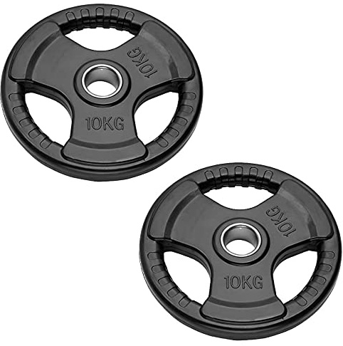 Par olympiska hantelskivor för skivstång | Bumper Plates 50 mm hål gummierade viktskivor 2,5 kg till 20 kg