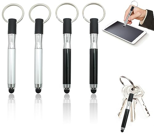 4 delar pekskärmspenna nyckelpennor, mini pekskärmspennor med nyckelring slinga 3-i-1, kulkapacitiv styluspenna mini kulspetspenna metall nyckelring stylus surfplatta penna pekskärm stylus penna