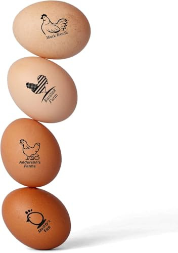 Personalizzato Timbro per Uova Pre-encremato, Timbro Autocremante su Misura per Uova di Gallina e Anatra, Inchiostro Pre-riempito a Secco Rapido per 100–150 Uovo, Regalo per Allevatori di Galline