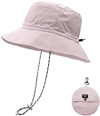 lifwimner Chapeau de Pluie Imperméable pour Femme Homme, Chapeau Soleil Pliable, Bob avec Lacets pour Été Plage Jardin Randonnée Voyage