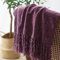 BOURINA Chenille Throw Blanket with Decorative Fringe for Couch Sofa Chair,Purple,127x152cm