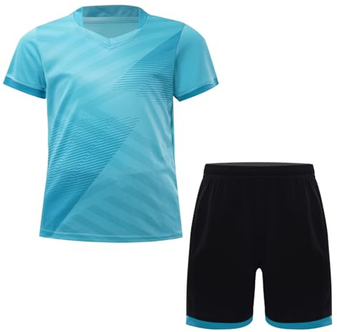 CHICTRY Completi Sportivi Bambini Ragazzi Maglia da Calcio Basket T-shirt Manica Corta con Pantalocini Jr Short Tuta da Ginnastica per Fitness Baseball Tennis Cielo blu 11-12 anni