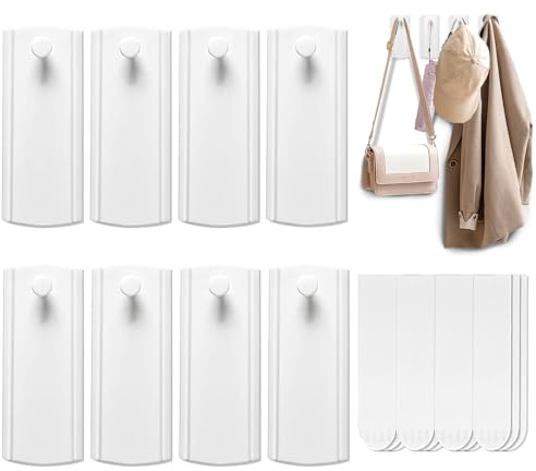 YIJIUBA Tesa-Klebenagel 1.8kg, Klebehaken für Bilder, Großer Klebenagel für Bilderrahmen, Bilder Aufhängen Ohne Bohren für Poster,Rahmen und Spiegel, 8 Nägel und 12 Klebestreifen Abnehmbar, Weiß