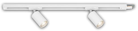Briloner - Rail Rail System, Extension Set, 2X GU10 Adjustable spotlights, extendable, Ceiling Light Rail System, Spotlight Rail, Ceiling Light, Spotlight, 0.75 m, White