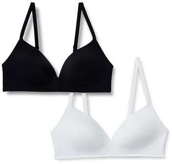 Amazon Essentials Bralette Décolletée Sans Armatures Rembourrée en Microfibre Douce Femme, Lot de 2