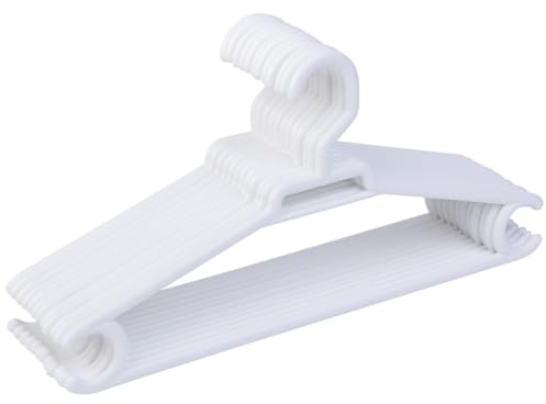 Super Perchas de Plástico Resistentes para Adulto | Color Blanco | Pack 12 Unidades | Tamaño 42x21 cm | Perchas Ligeras y Reforzadas para Abrigos, Trajes y Chaquetas - Fabricado en España