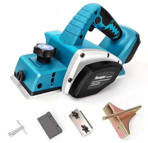 Rueqior Cordless Handheld Planer for Makita 18V Battery, 15000 RPM Power Wood Planer, 3-1/4 Inch Brushless Power Planer for Woodworking, Carpenter Home DIY(No Battery)