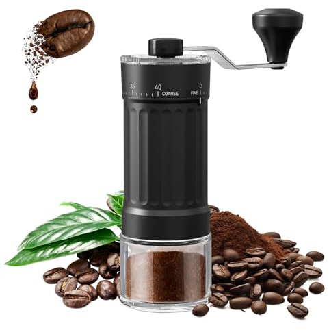 Manuelle Kaffeemühle, Externer Verstellbarer Handkaffeemühle, Kaffeemühle Verstellbarer Mahlgrad von grob bis fein, Handmühle für French Press, Moka-Kannen, Aeropress, Reise, Camping